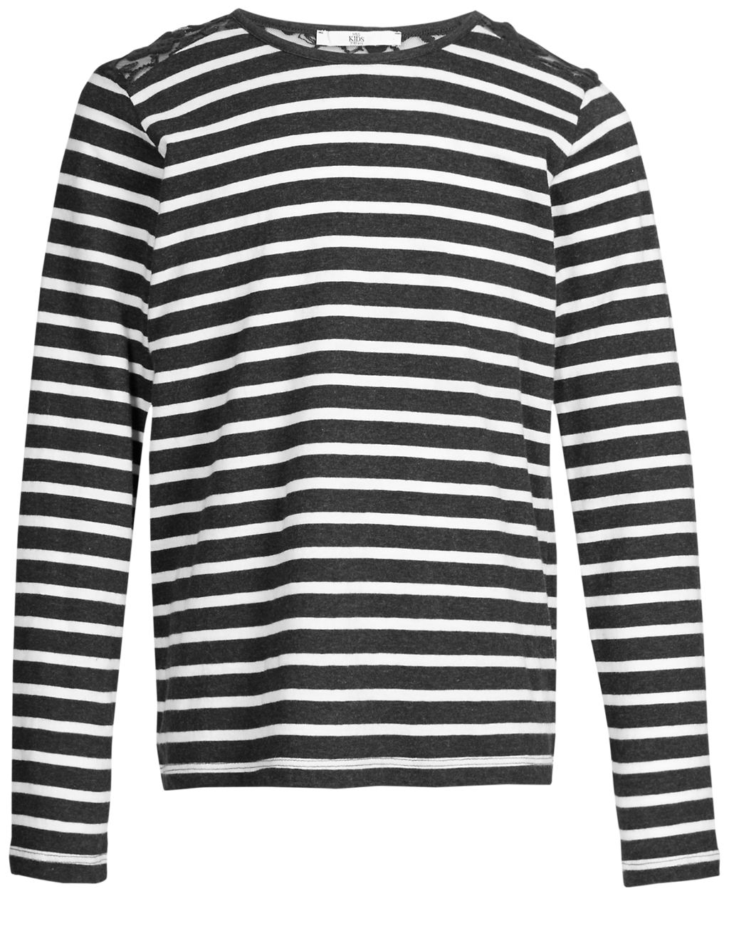Pure Cotton Lace Striped T-Shirt (3-14 Years) 4 of 5