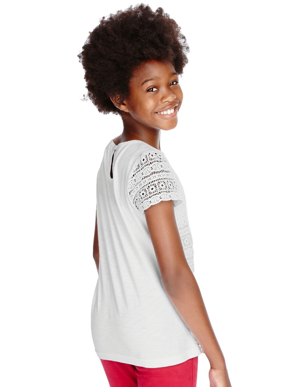 Pure Cotton Lace Top (5-14 Years) 2 of 3