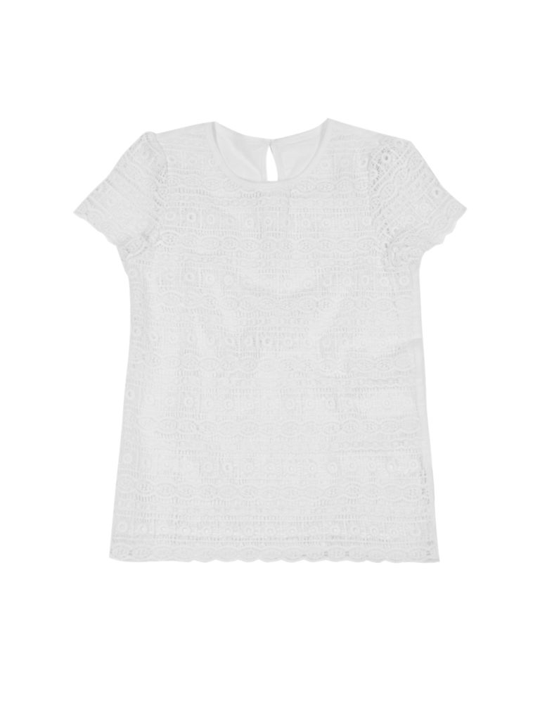 Pure Cotton Lace Top (5-14 Years) 2 of 3