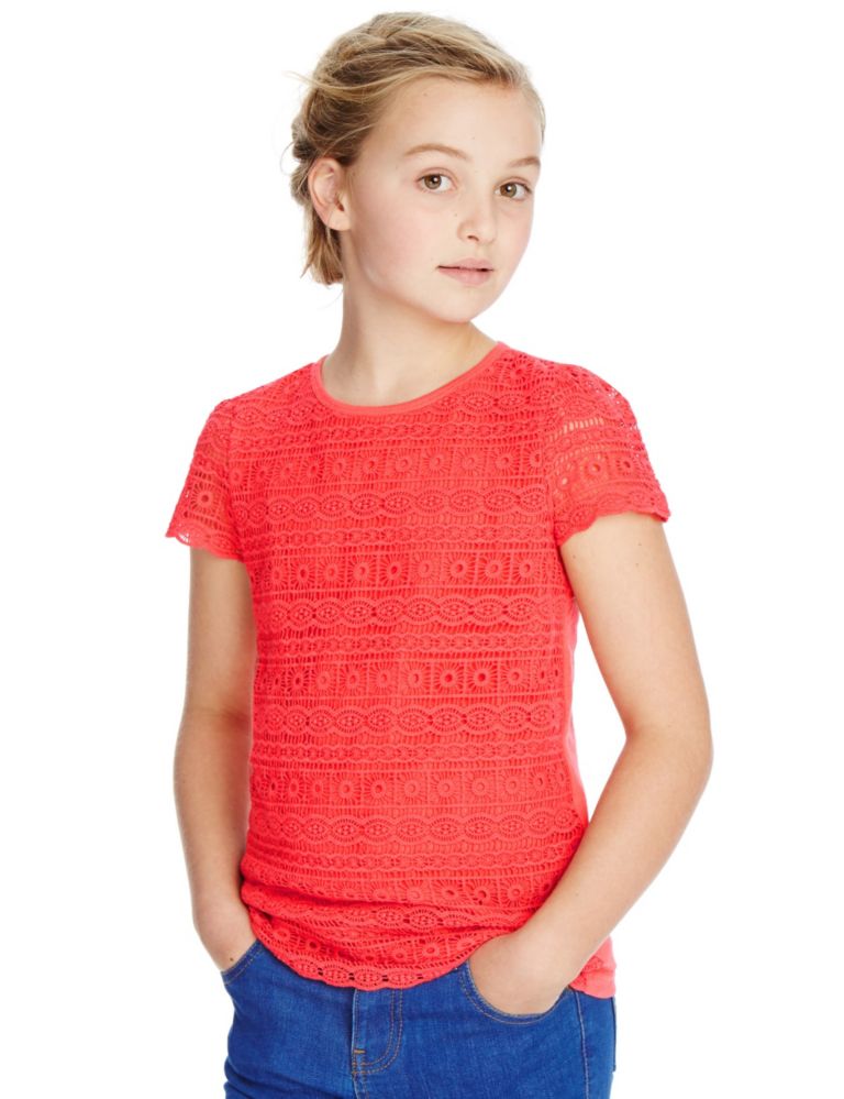 Pure Cotton Lace Top (5-14 Years) 1 of 3