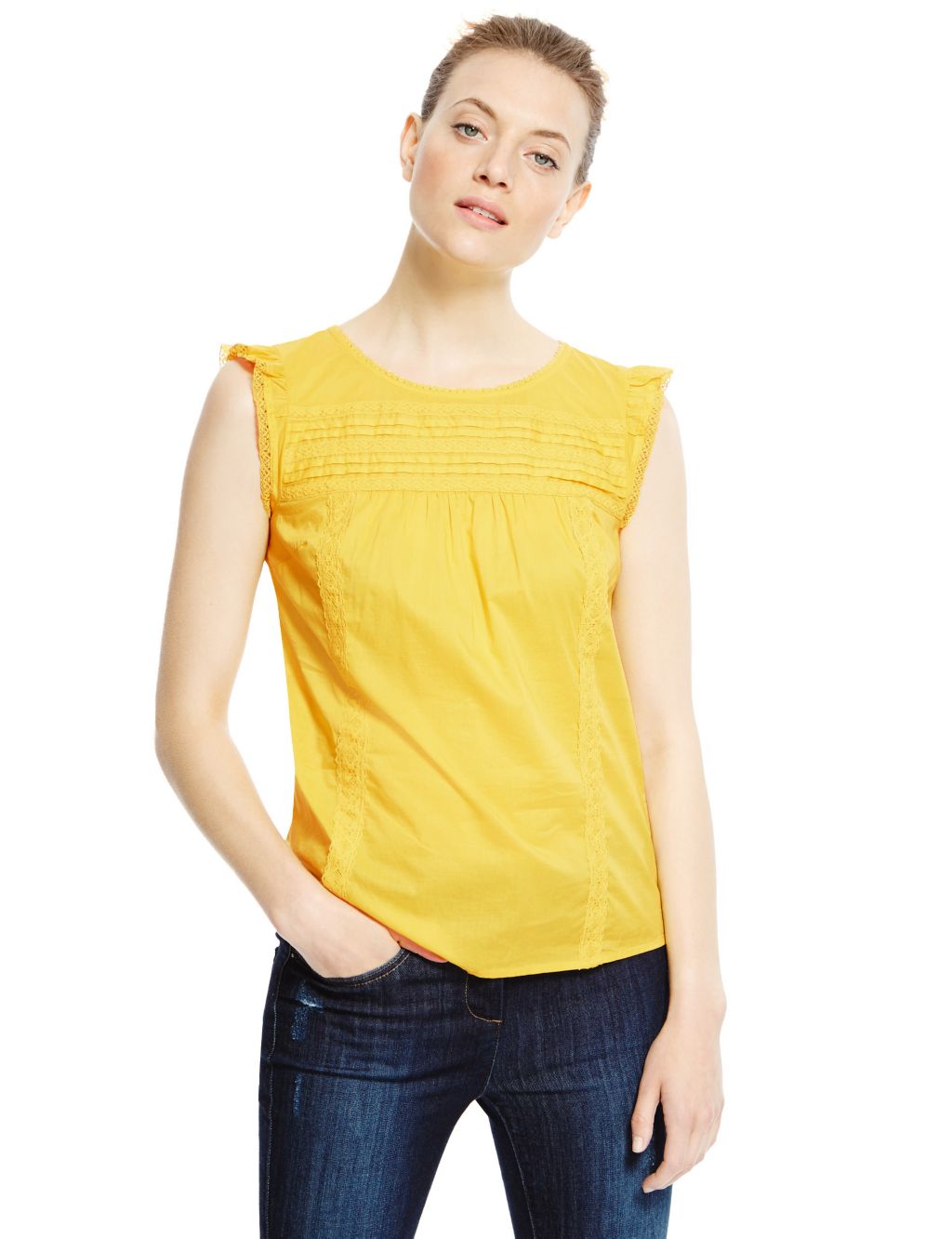Pure Cotton Lace Trim Shell Top 2 of 4