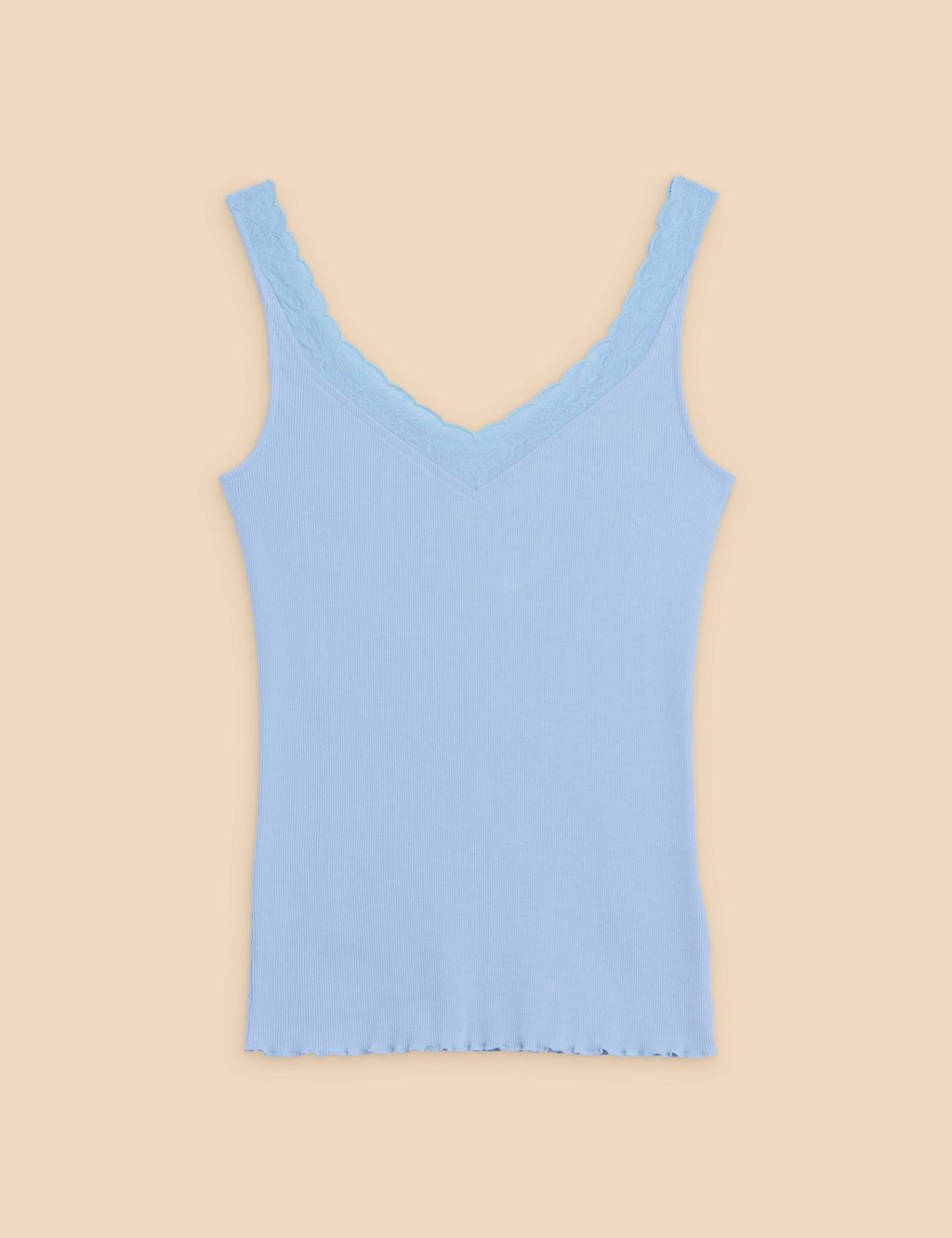 Pure Cotton Lace Trim V-Neck Vest 1 of 6