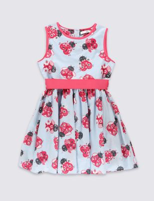 Pure Cotton Ladybird Print Belted Prom Dress (1-7 Years) Image 2 of 3