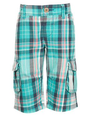 Pure Cotton Large Checked Shorts (1-7 Years) Image 2 of 5