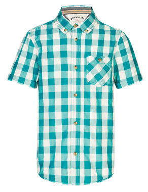Pure Cotton Large Gingham Checked Shirt Image 2 of 4
