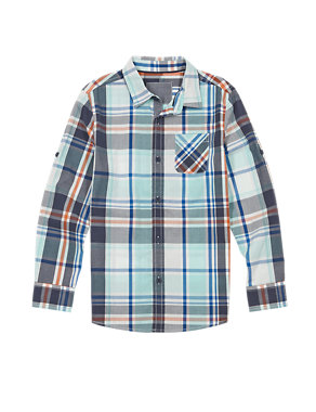 Pure Cotton Large Multi-Checked Shirt (5-14 Years) Image 2 of 4