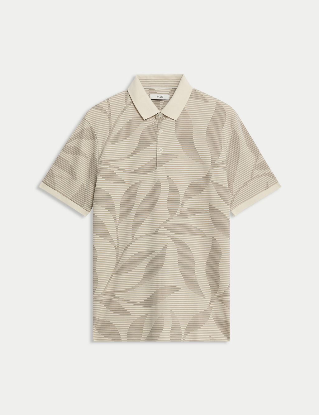 Pure Cotton Leaf Print Polo Shirt 1 of 5