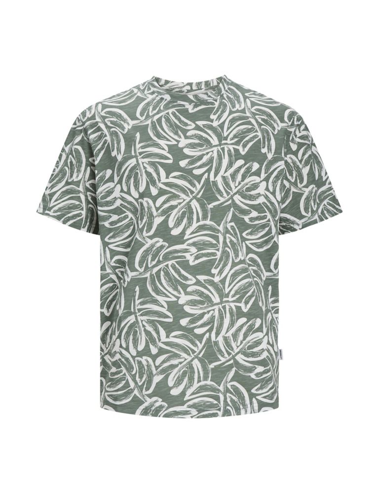 Pure Cotton Leaf Print T-Shirt 2 of 7