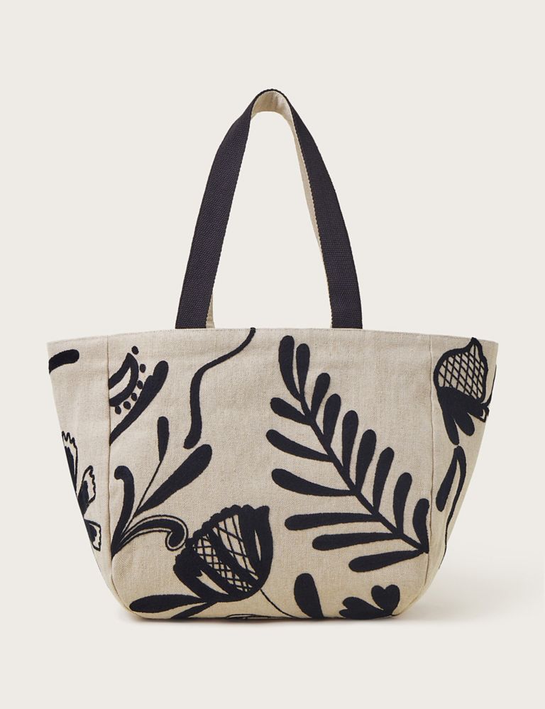 Pure Cotton Leaf Print Tote Bag 1 of 3