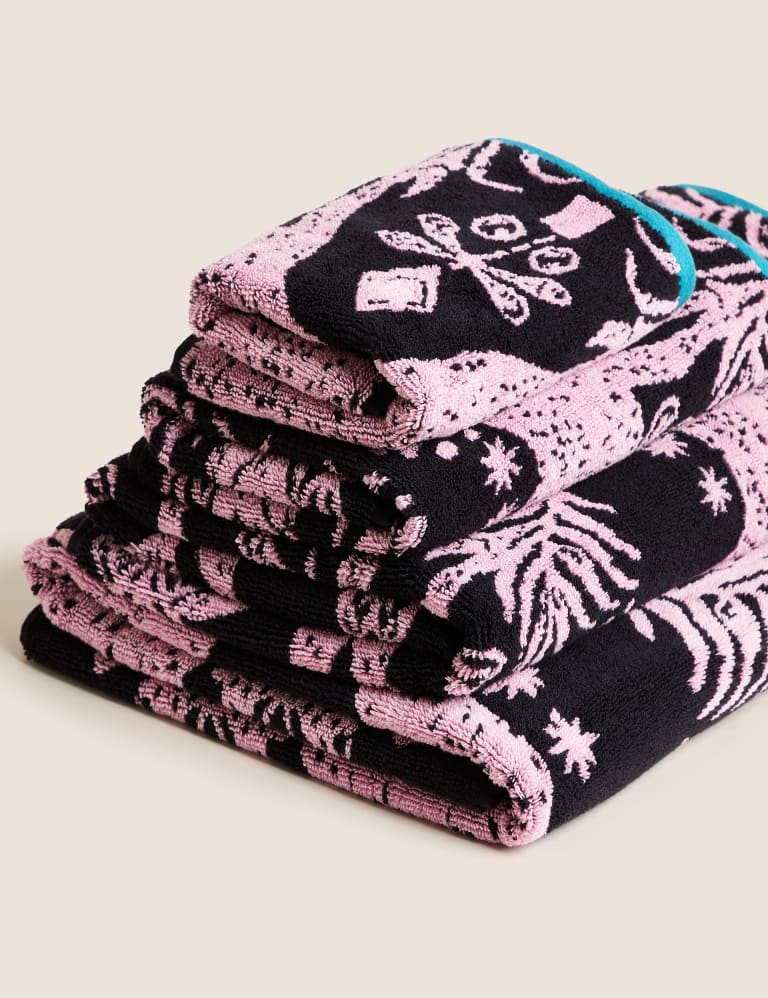 Pure Cotton Leopard Jacquard Towel M S Collection M S