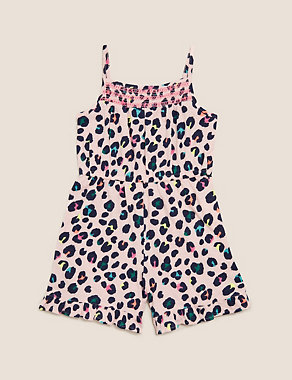 Pure Cotton Leopard Playsuit (2-7 Yrs) Image 2 of 4