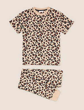 Pure Cotton Leopard Print Pyjamas (6-16 Yrs) Image 2 of 4