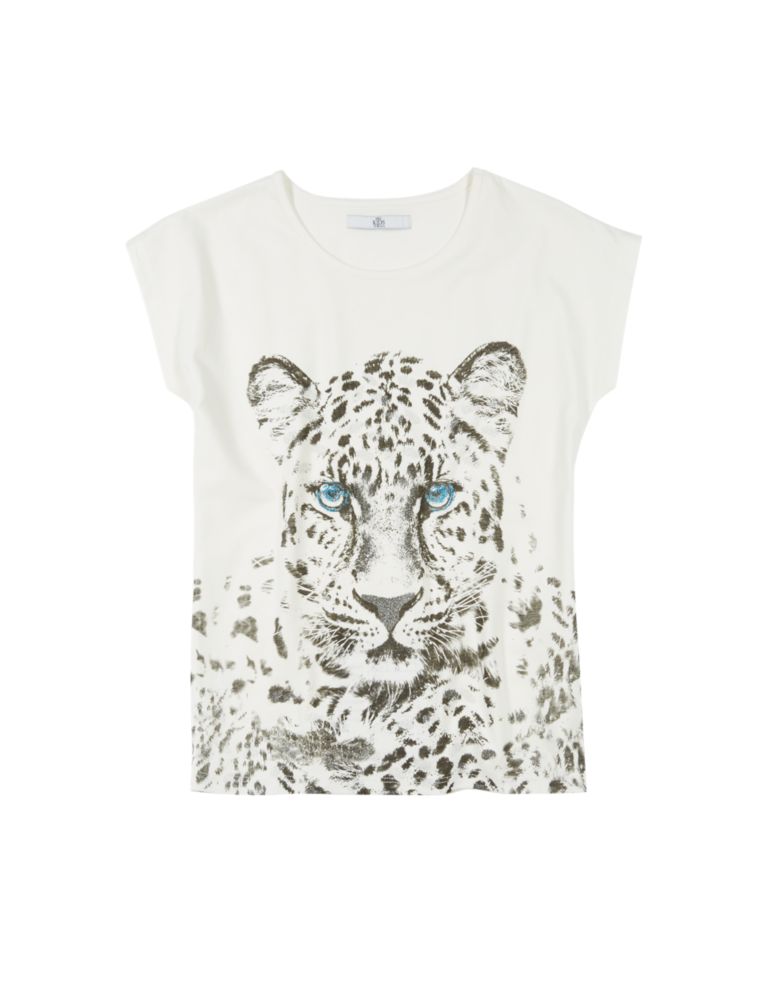 Pure Cotton Leopard Print T-Shirt (5-14 Years) 2 of 4