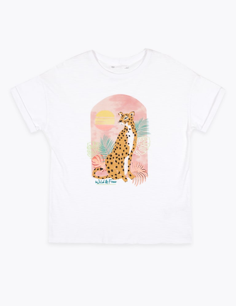 Pure Cotton Leopard Print T-Shirt (6-16 Yrs) | M&amp;S