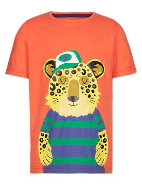 Pure Cotton Leopard Print T-Shirt Image 2 of 4