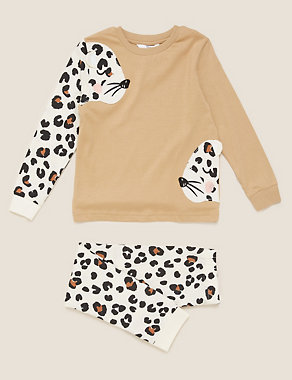 Pure Cotton Leopard Pyjama Set (1-7 Yrs) Image 2 of 4