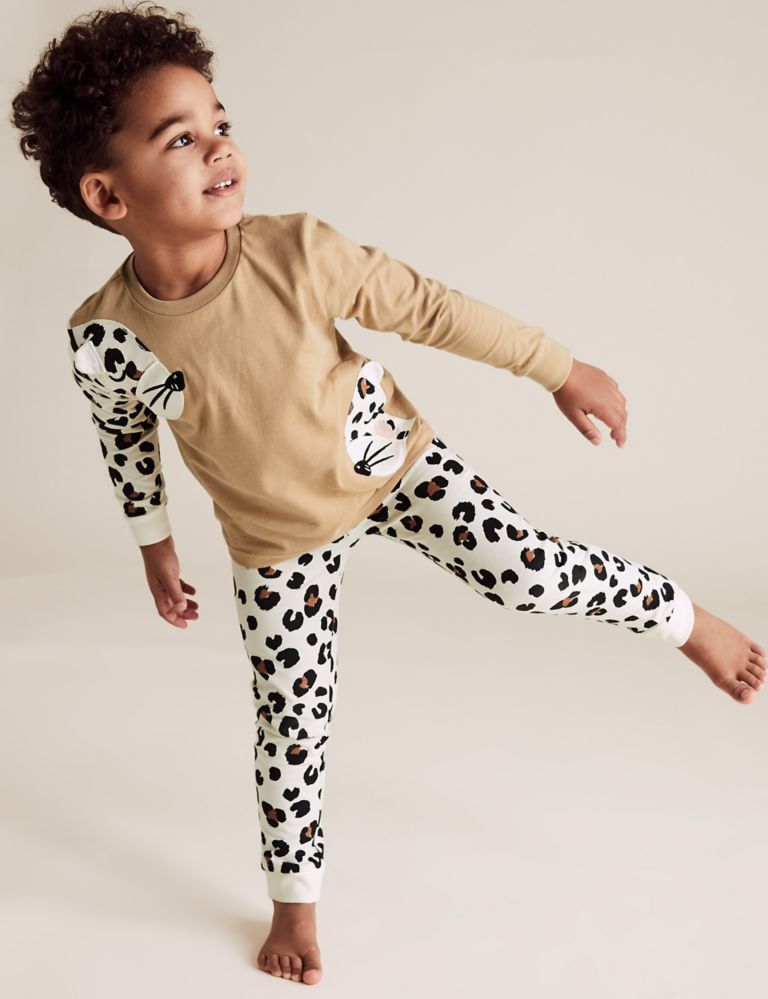 Pure Cotton Leopard Pyjama Set (1-7 Yrs) 1 of 4