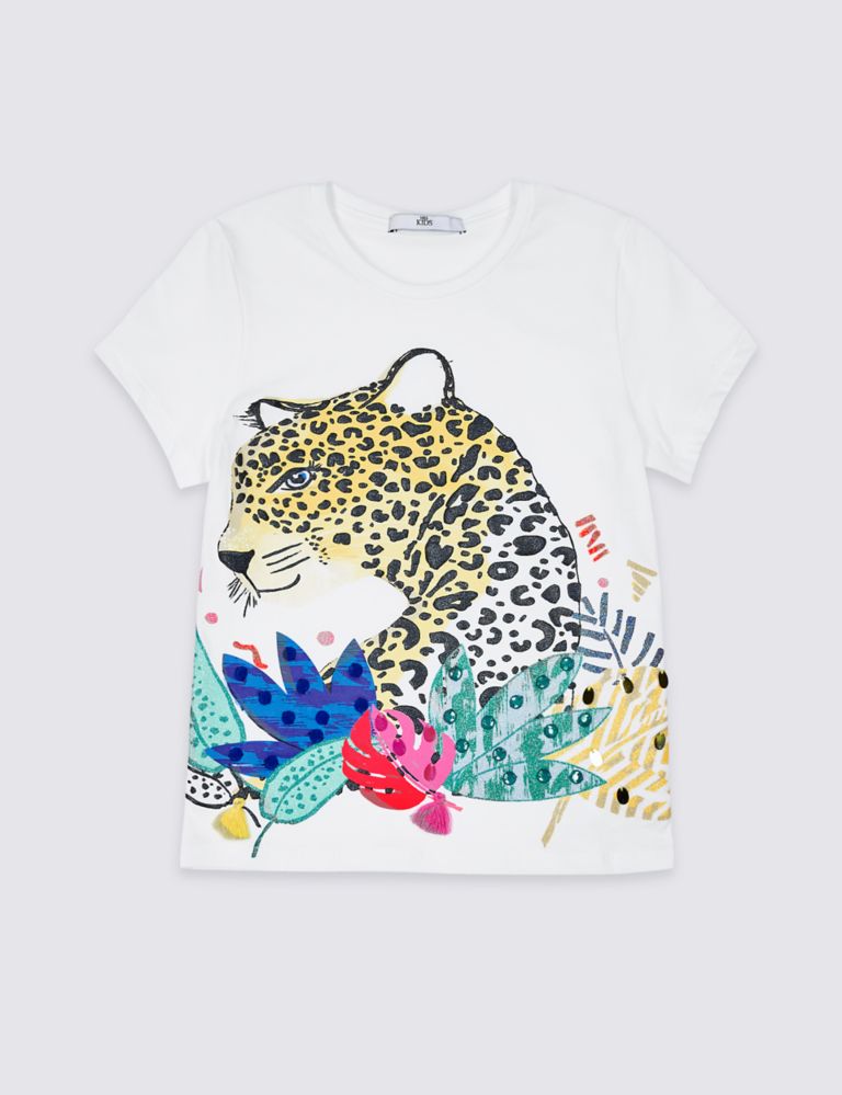 Pure Cotton Leopard T-Shirt (3-16 Years) 2 of 3