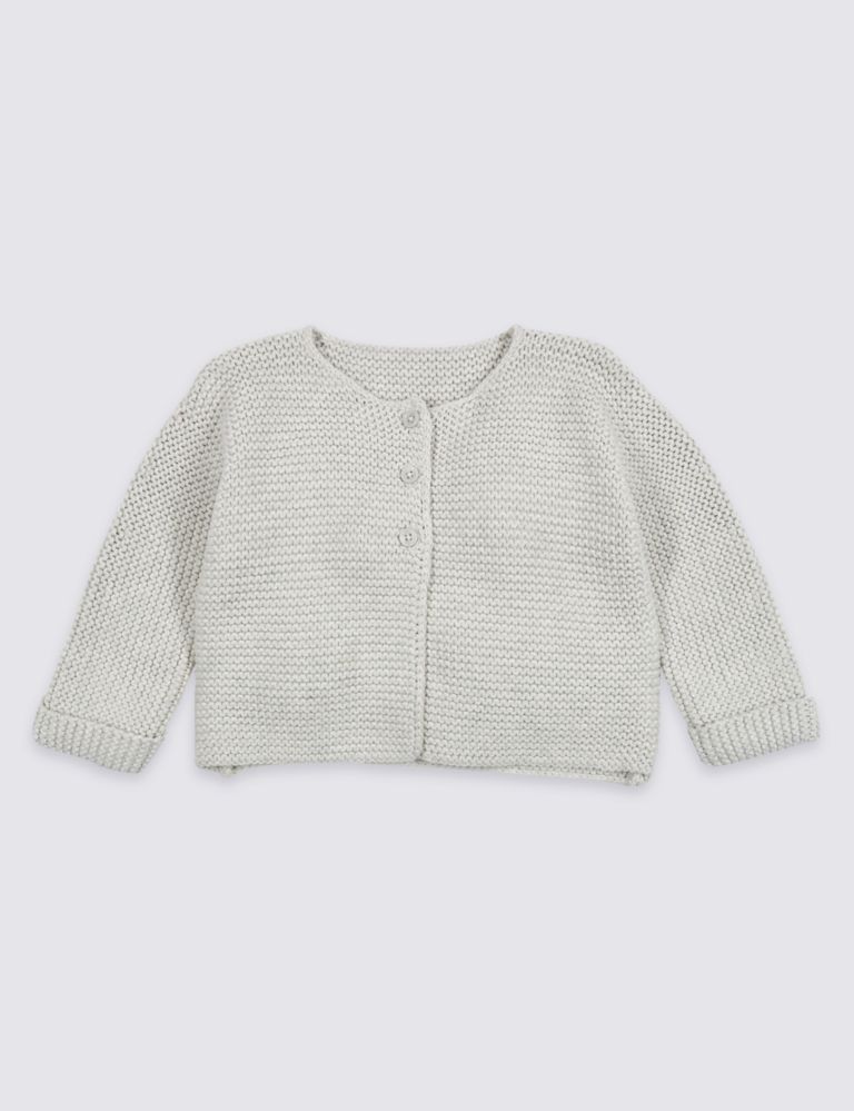 Pure Cotton Lightweight Knitted Cardigan 1 of 5