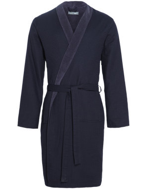 Pure Cotton Lightweight Waffle Dressing Gown Image 2 of 4