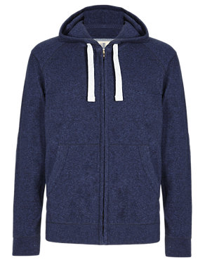 Pure Cotton Lightweight Zip Through Hooded Top Image 2 of 3