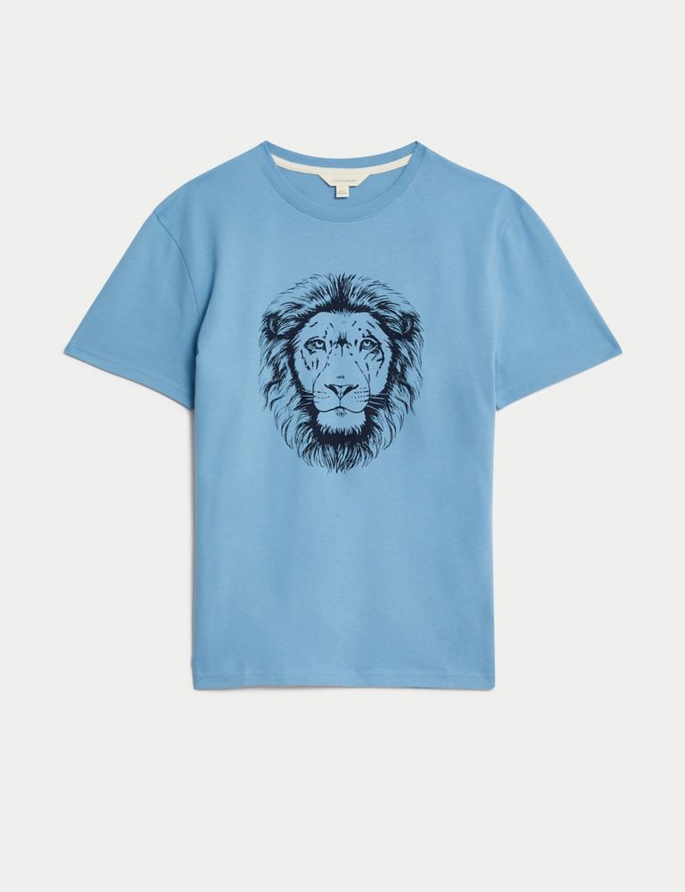 Pure Cotton Lion Graphic T-Shirt 2 of 5