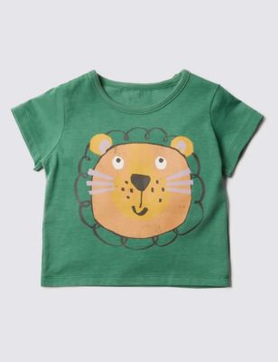 Pure Cotton Lion Print T-Shirt | M&S