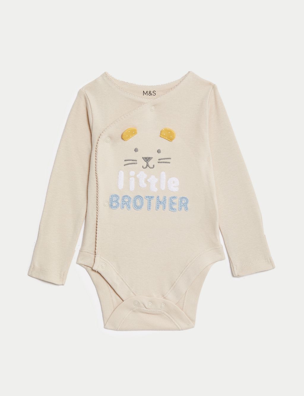 Pure Cotton Little Brother Slogan Bodysuit (7lbs-9 Mths) 1 of 5