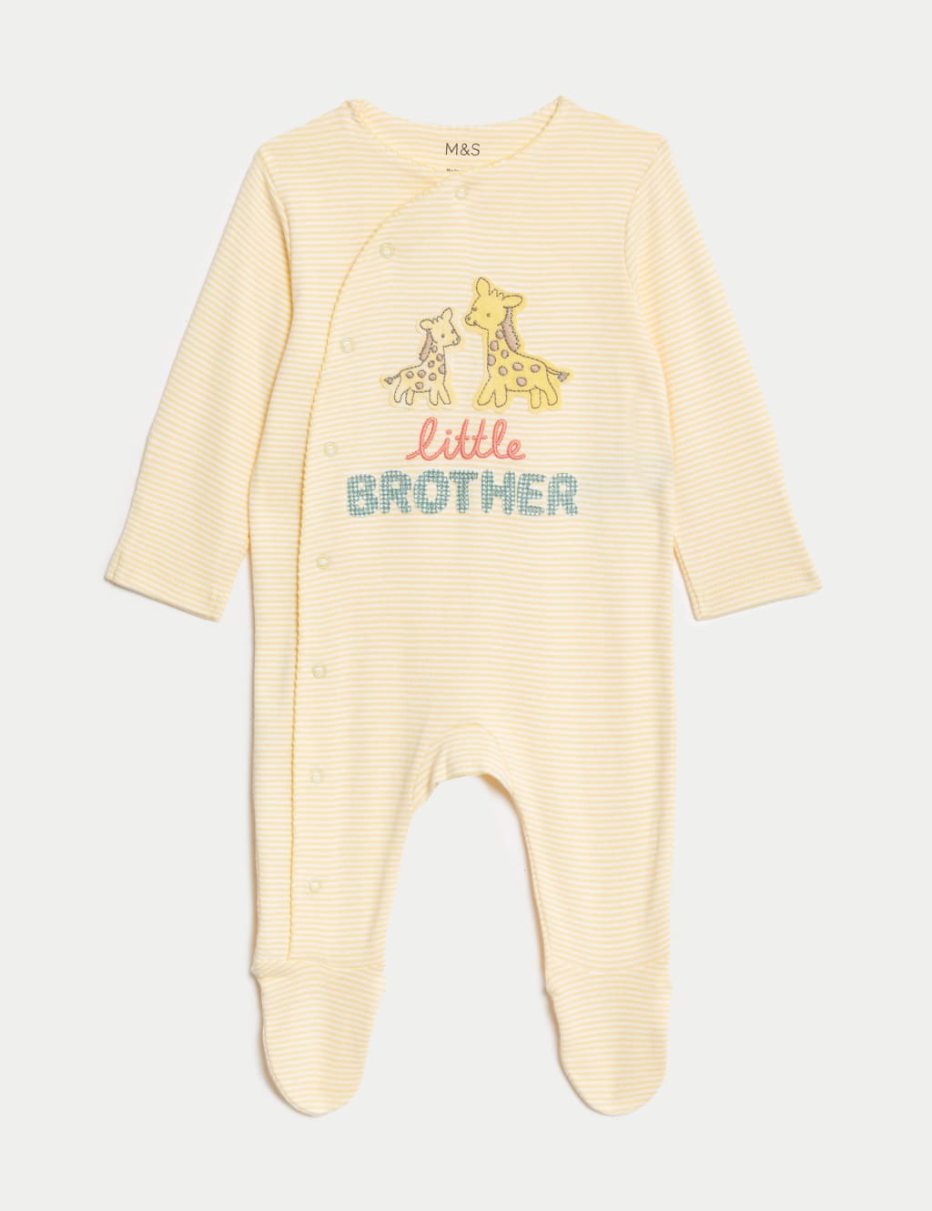 Pure Cotton Little Brother Slogan Sleepsuit (0-9 Mths) 1 of 5