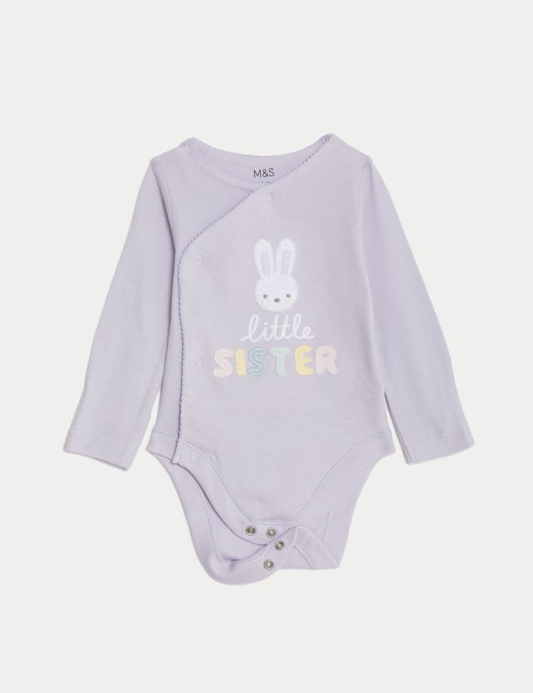 Pure Cotton Little Sister Slogan Bodysuit (7lbs-9 Mths) 2 of 6