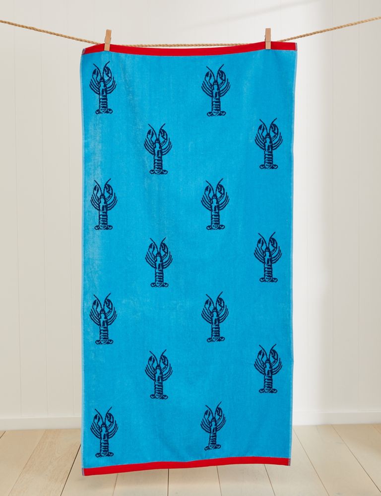 Pure Cotton Lobster Beach Towel 1 of 6
