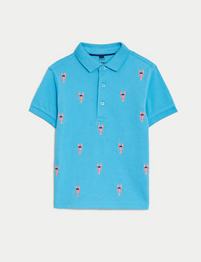 Pure Cotton Lobster Embroidered Polo Shirt (2-8 Yrs) Image 2 of 4