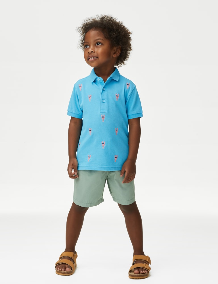 Pure Cotton Lobster Embroidered Polo Shirt (2-8 Yrs) 3 of 4