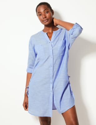 Pure Cotton Long Sleeve Beach Dress, M&S Collection