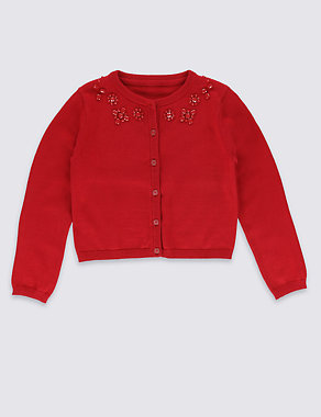 Pure Cotton Long Sleeve Cardigan (1-10 Years) Image 2 of 3