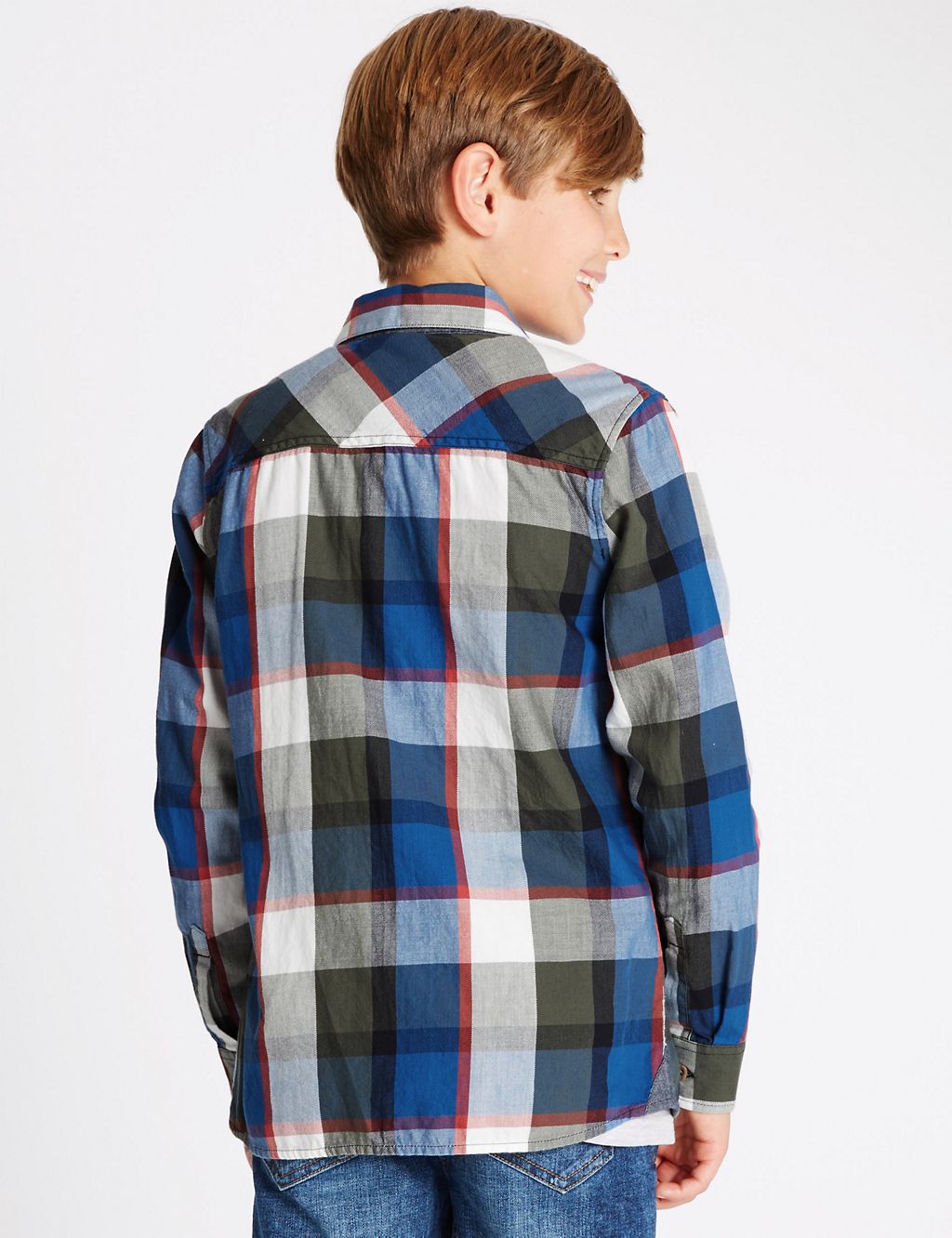 Pure Cotton Long Sleeve Checked Shirt (5-14 Years) 2 of 5