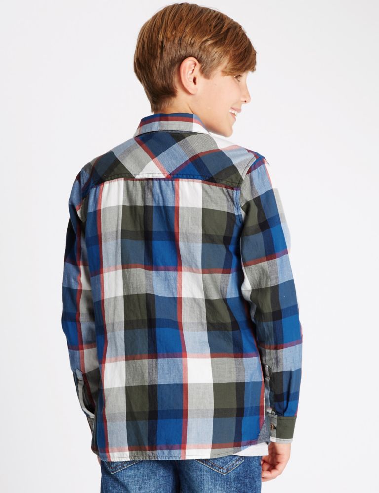 Pure Cotton Long Sleeve Checked Shirt (5-14 Years) 3 of 5