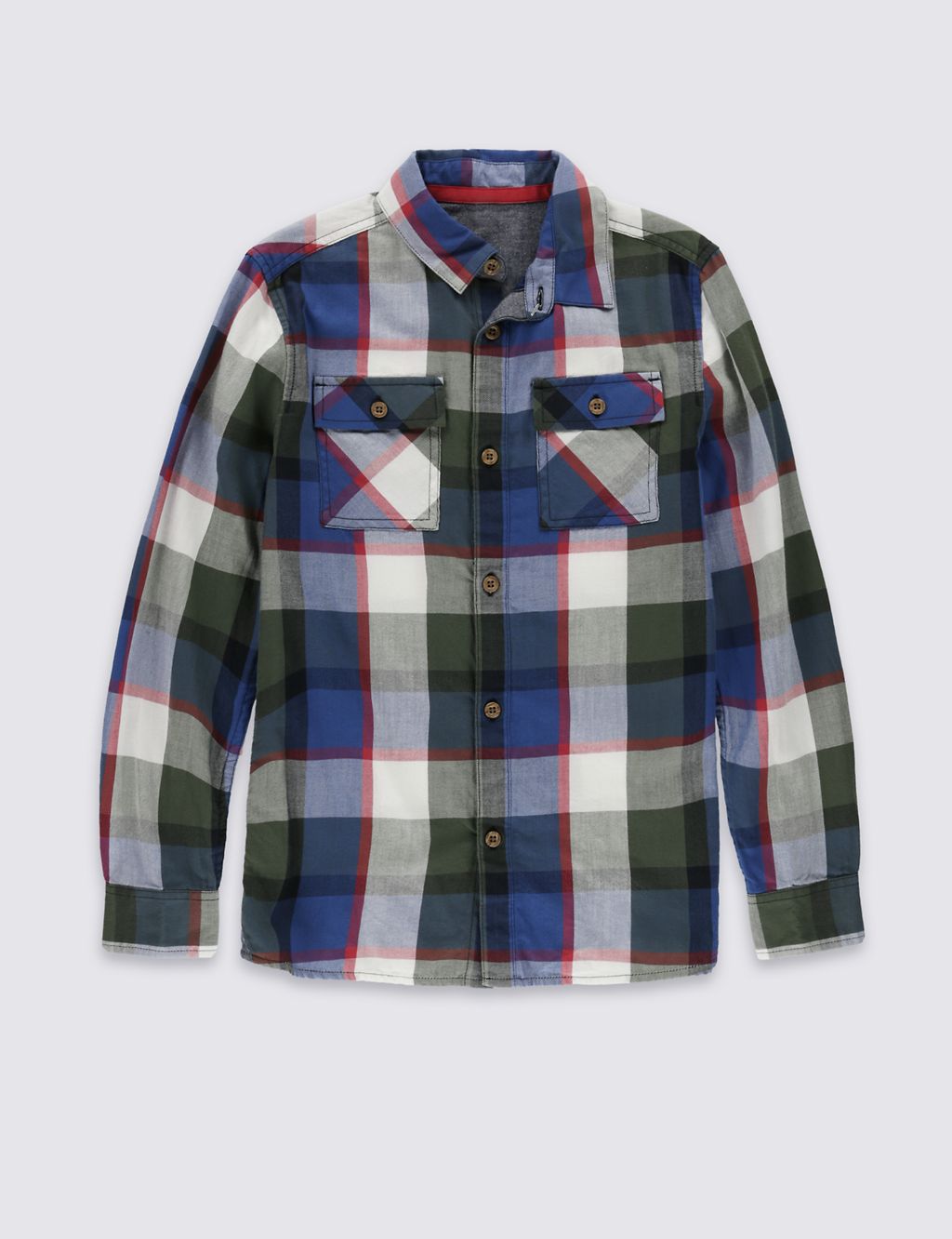Pure Cotton Long Sleeve Checked Shirt (5-14 Years) 1 of 5