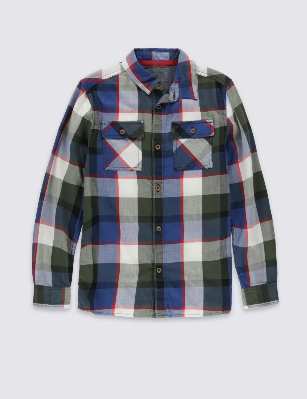 Pure Cotton Long Sleeve Checked Shirt (5-14 Years) 1 of 5