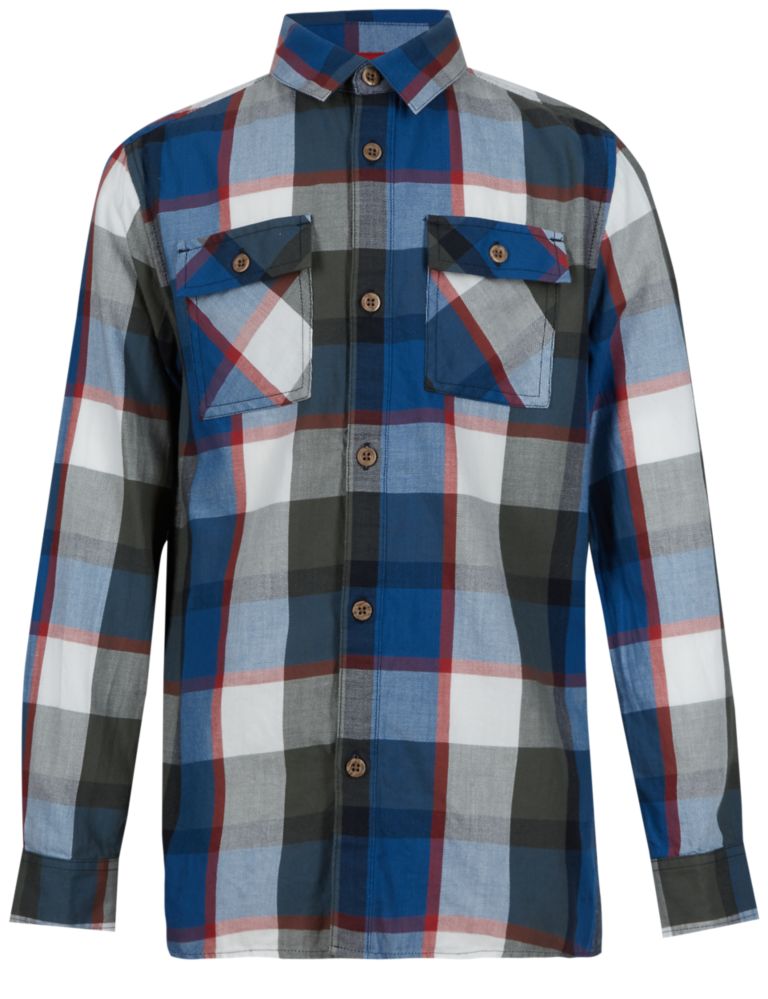 Pure Cotton Long Sleeve Checked Shirt (5-14 Years) 4 of 5