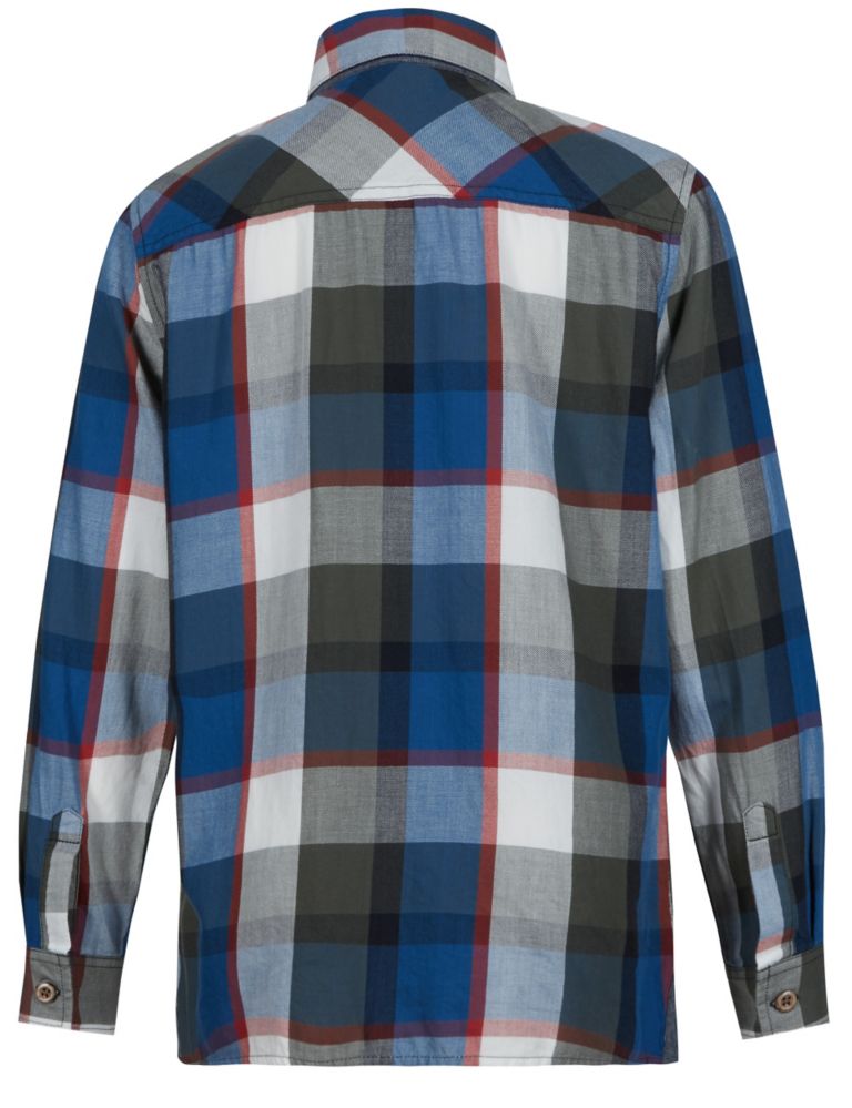 Pure Cotton Long Sleeve Checked Shirt (5-14 Years) 5 of 5