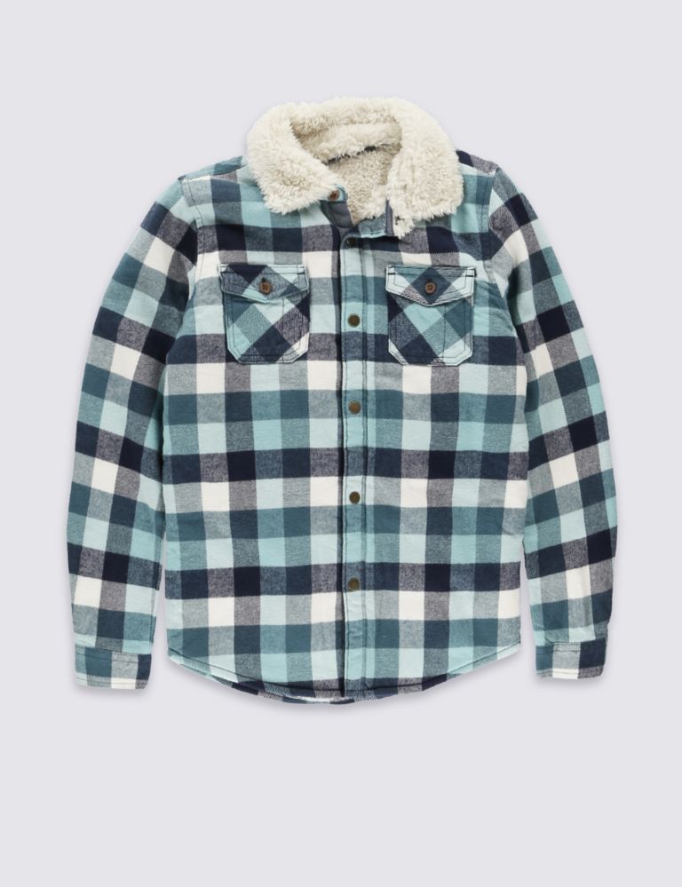 Pure Cotton Long Sleeve Checked Shirt (5-14 Years) 1 of 4