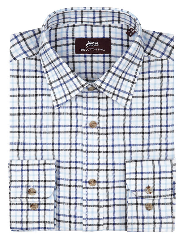 Pure Cotton Long Sleeve Checked Shirt Image 1 of 1