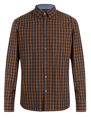 Pure Cotton Long Sleeve Checked Shirt Image 2 of 6