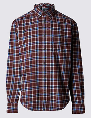 Pure Cotton Long Sleeve Flannel Shirt Image 2 of 4