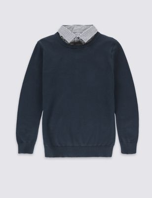 Pure Cotton Long Sleeve Jumper (5-14 Years) Image 2 of 3