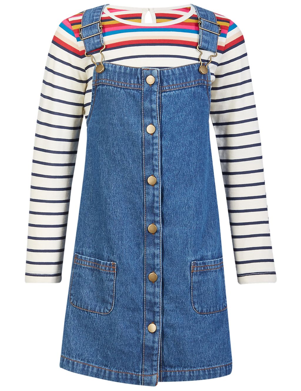 Pure Cotton Long Sleeve Pinny Dress (1-7 Years) 5 of 6