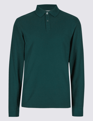 m&s long sleeve polo shirt