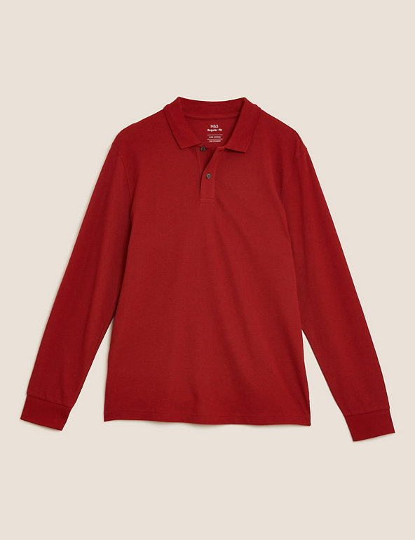 Pure Cotton Long Sleeve Polo Shirt Image 1 of 1