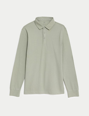 Pure Cotton Long Sleeve Polo Shirt Image 2 of 5